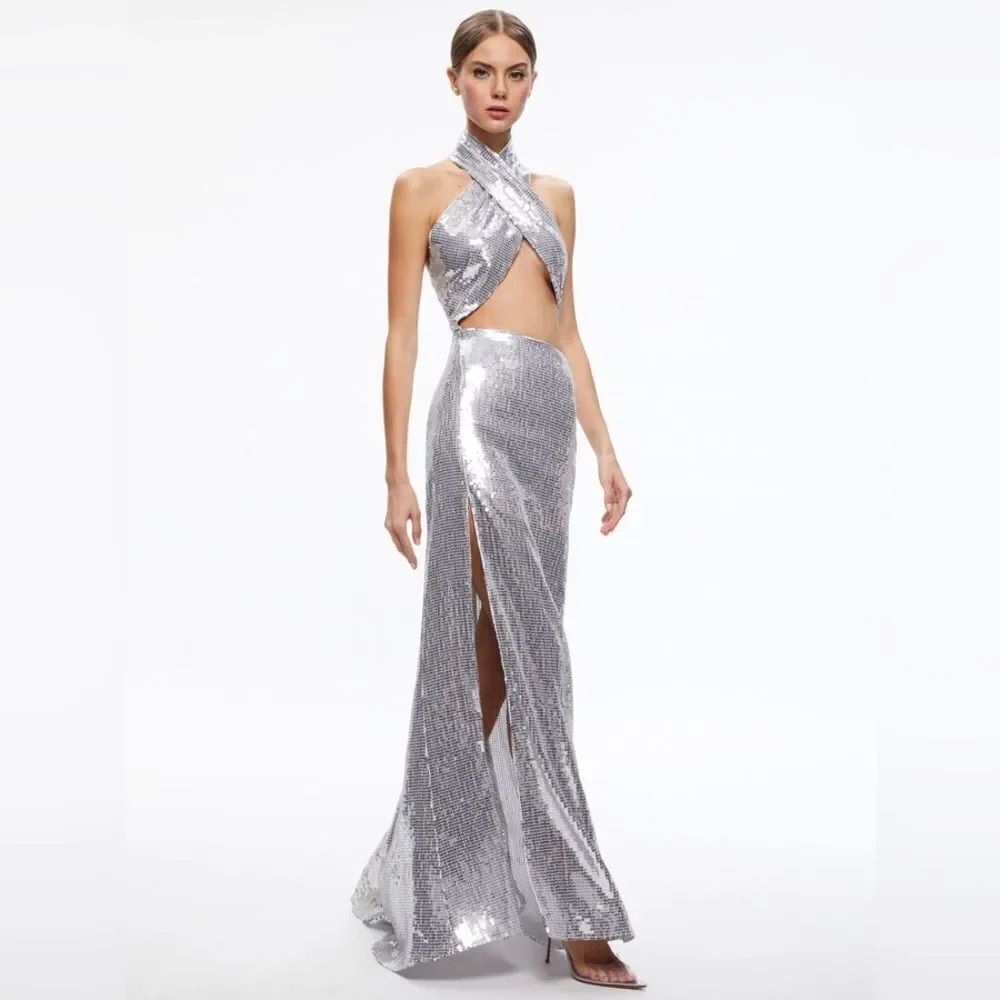 ALICE + OLIVIA May Halter Neck Sequin Gown/ size 10